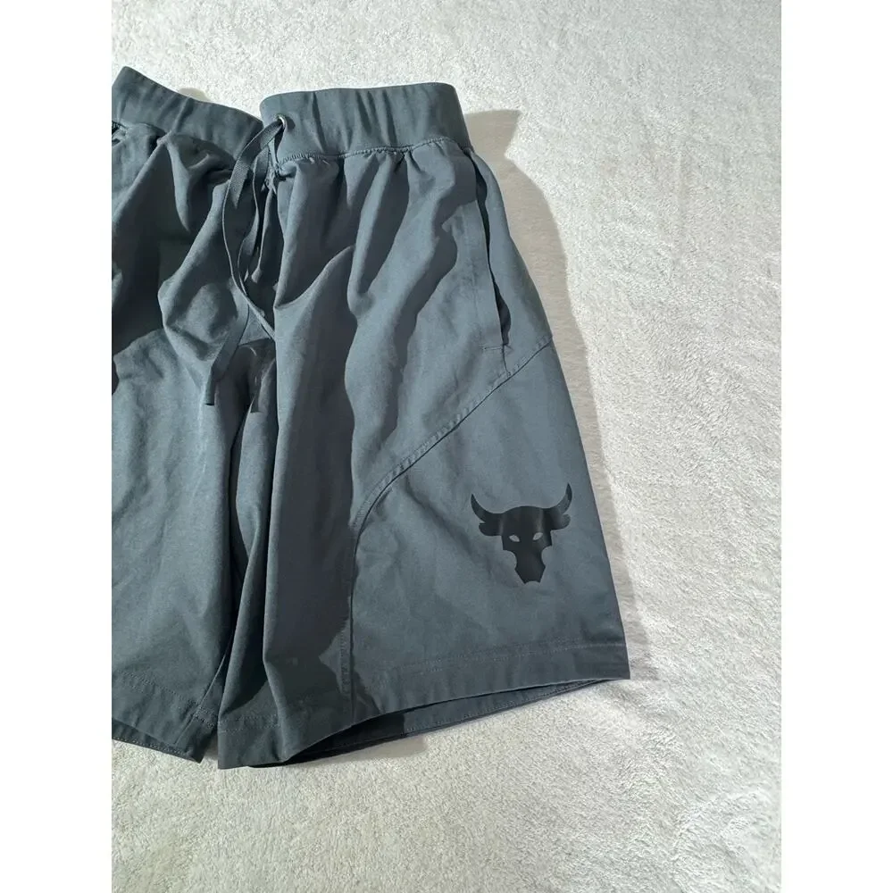 Under Armour Project Rock Shorts Heatgear Sz M Gray Workout Gear Trading